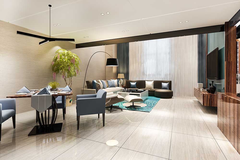 Swimming pool and clubhouse concept view